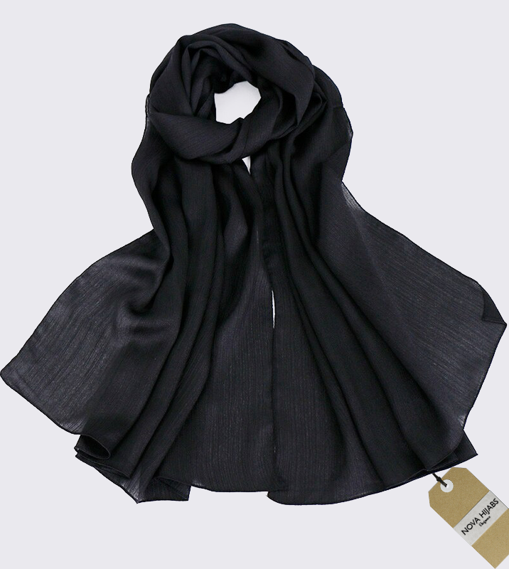 Premium Satin Silk Hijab - Black